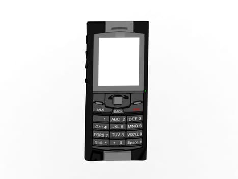 3d render of mobile phone with blank screen