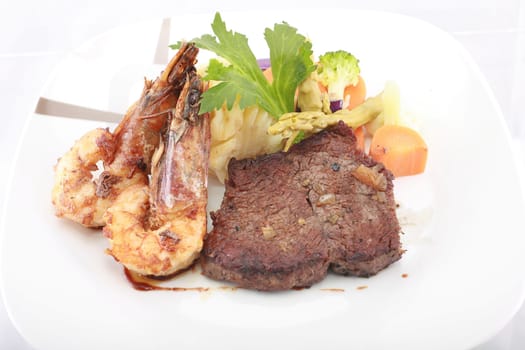 Steak with Jumbo Shrimp.