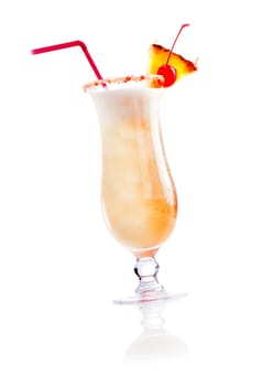 Fresh summer coctail with fruits and tubule isolated on white