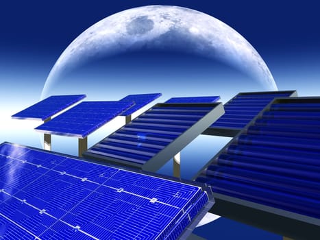 solar panels and moon