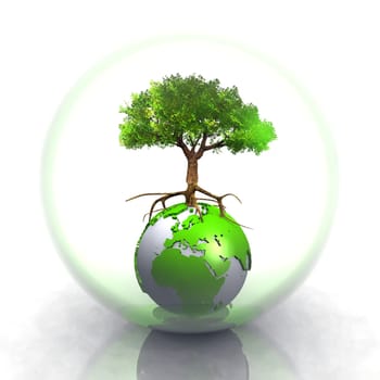 earth and tree in a bubble