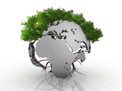 globe and tree