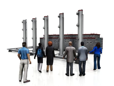 factory and workers