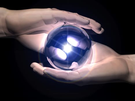 hands and magic ball