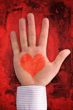 love concept. hand with heart shape on dark red background