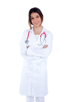 asian indian confidence woman doctor smiling isolated on white