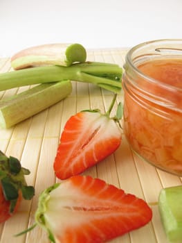 Jam with rhubarb and strawberries