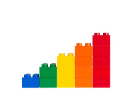 Plastic building blocks isolated on white background