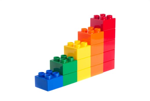 Plastic building blocks isolated on white background