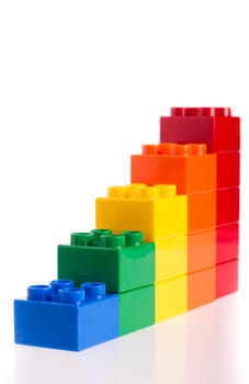 Plastic building blocks isolated on white background