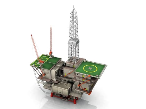 the oil platform on white background