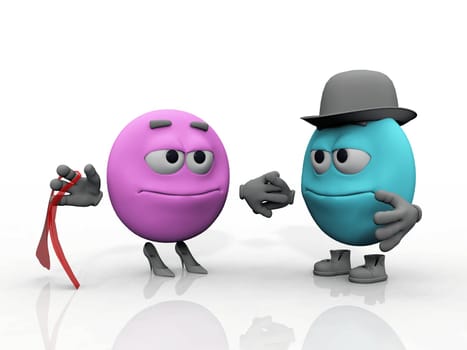 Mr.blue smiley and Mrs. pink Smiley