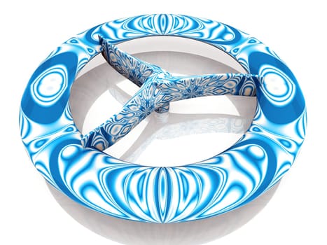 one blue propeller with patterns