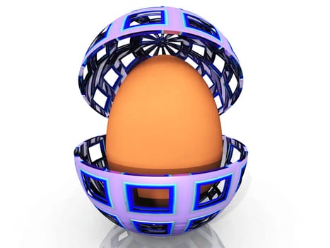an egg in an metal egg