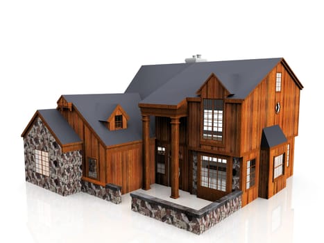 a stone and wooden house