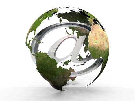 Earth transparently with the abbreviation at sign