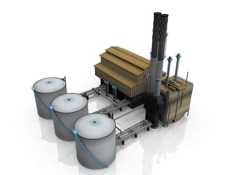 Oil factory on white background
