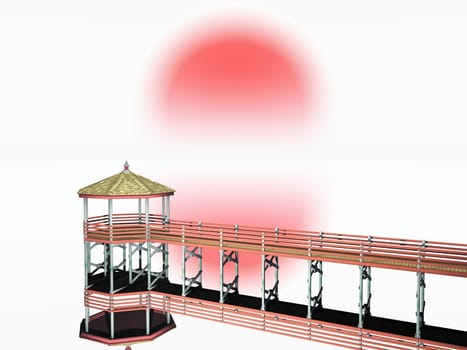 the wharf in the sun on a calm sea