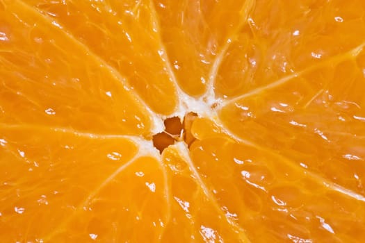 close-up of a fresh orange fruit slice
