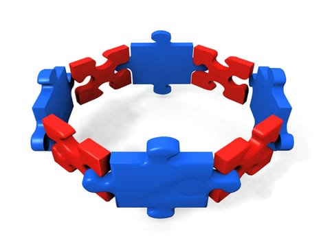 puzzles red and blue round