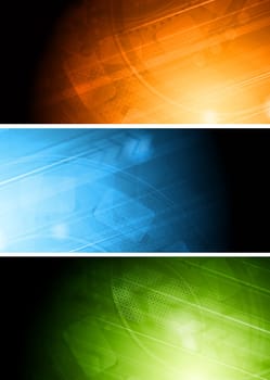 Set of colourful technical banners. Eps 10