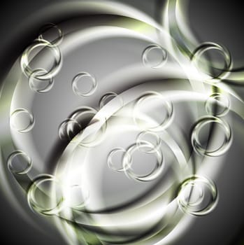 Abstract glossy rings on gray background. Vector eps 10