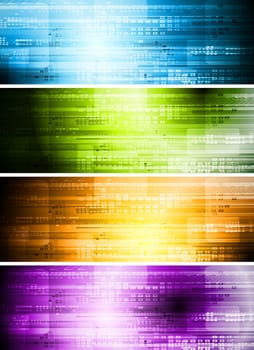 Technical vector banners, four colours. Eps 10