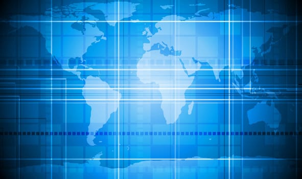 Vector tech background with world map texture. Eps 10