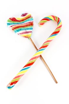 Two colorful lollipops sweet candy