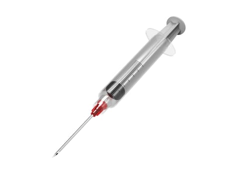 Plastic syringe with needle isolated on white 3d render
