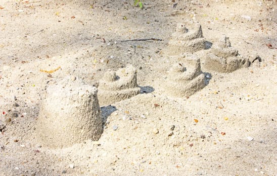 Castles in the sand on the child playground