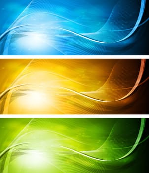 Simple colourful banners with wavy elements. Eps 10 vector