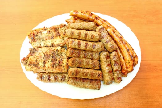 Prepared meat from the grill, ready for eating