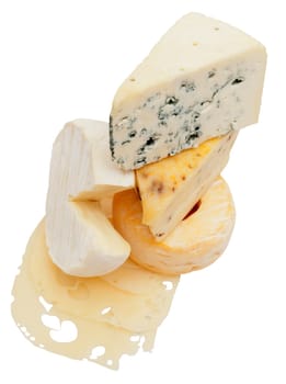 Various Types of Cheese Isolated on White Background