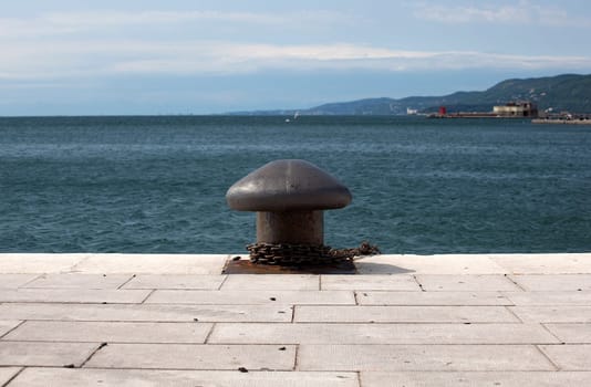 Ship pier bollard in Trieste