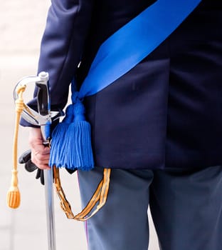 Detail of an italian policeman with a sword - ceremony of the Police in Trieste http://anps-trieste.jimdo.com/manifestazioni-2011/festa-della-polizia/
