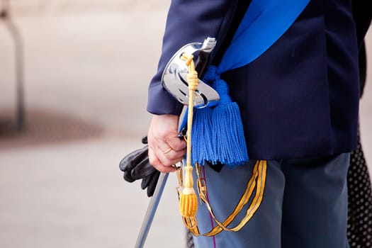 Detail of an italian policeman with a sword - ceremony of the Police in Trieste http://anps-trieste.jimdo.com/manifestazioni-2011/festa-della-polizia/