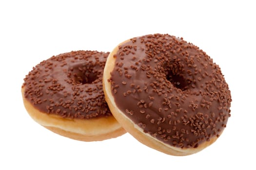 Donut with chocolate,pastry isolated against white background