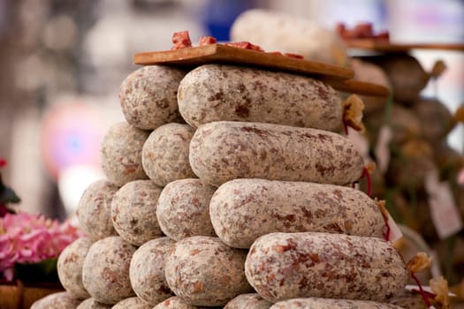 Close up of delicious salame