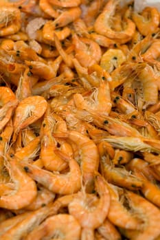 Shrimp on a table, fish market