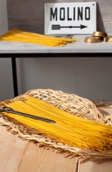 Famous italian Spaghetti on the table