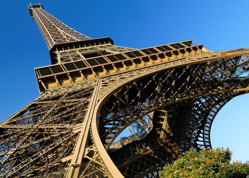 architectural detail of the famous Eiffel tower, Paris, France
