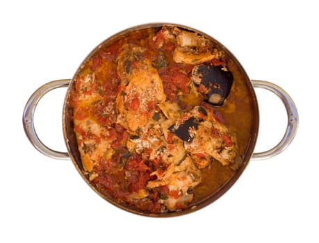 Soup fish inside a pan