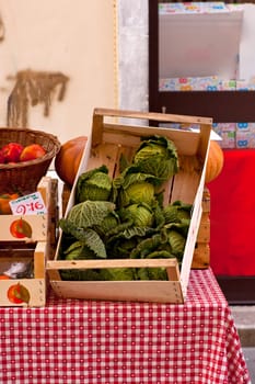 Crate with sfresh avoy cabbage