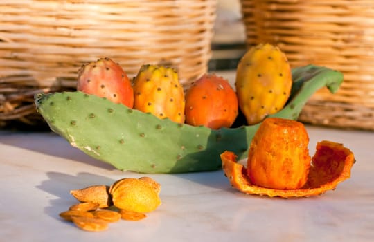 Fresh sicilian peeled prickly pear