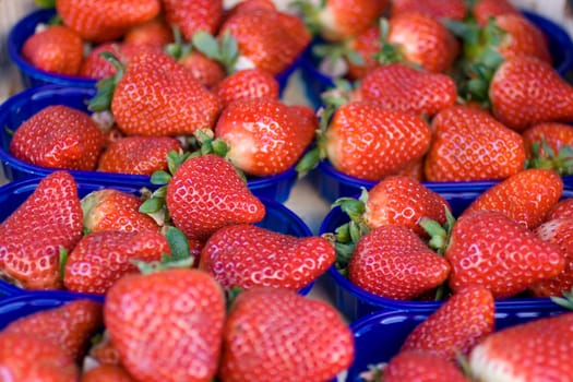 Fresh strawberry inside a plastic basket