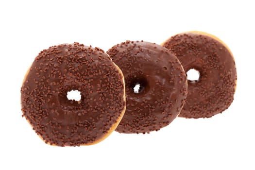 Donut with chocolate,pastry isolated against white background
