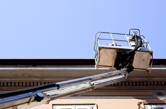 Worker on a mobile crane