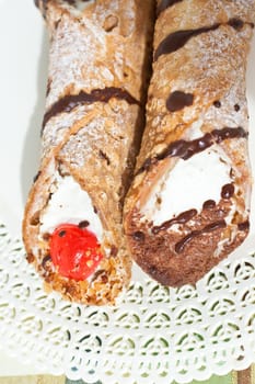 Cannoli siciliani - Sicilian pastry on a dish