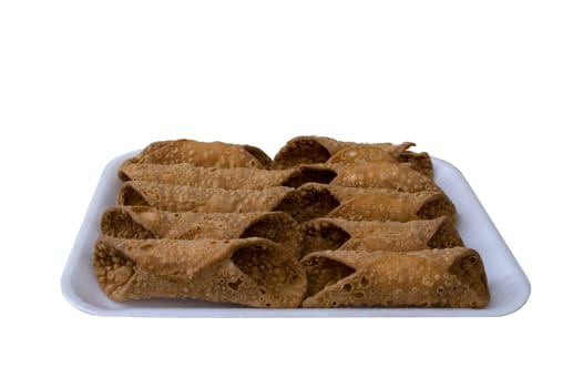 Empty Cannoli, Sicilian Pastry isolated on a white background